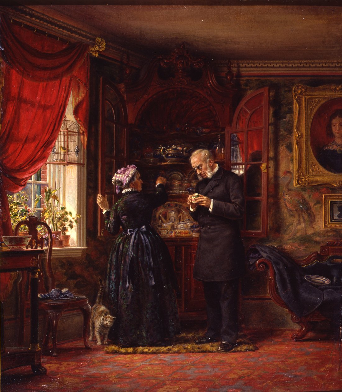 Um amante da China antiga, 1880 (óleo no conselho acadêmico) de Edward Lamson Henry
