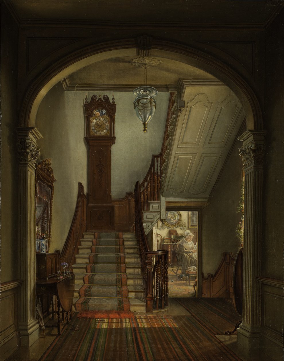 Relógio antigo nas escadas, 1868 de Edward Lamson Henry