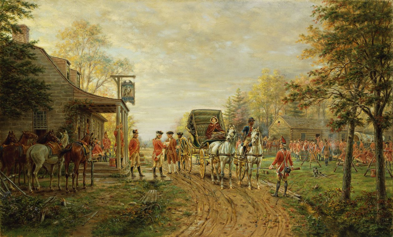 Passando os postos avançados na Old Kingsbridge Road, 1903 de Edward Lamson Henry