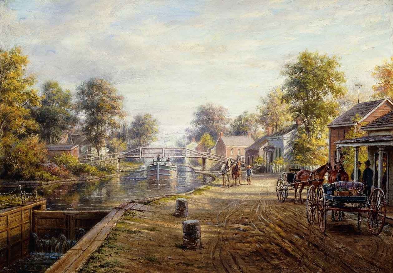 Cena ao longo do canal de Delaware e Hudson, 1907 de Edward Lamson Henry