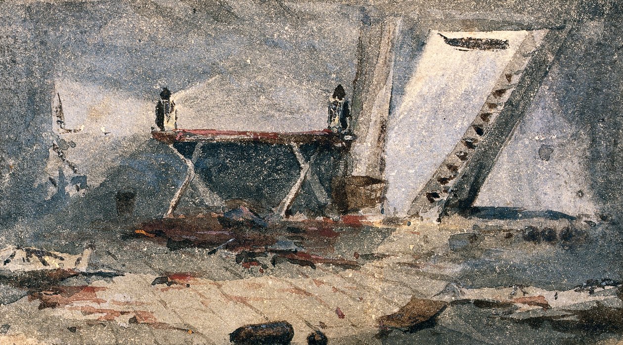 Cap-Haitien, Haiti: a operação do HMS Bulldog. Aguarela de Edward Lawton Moss