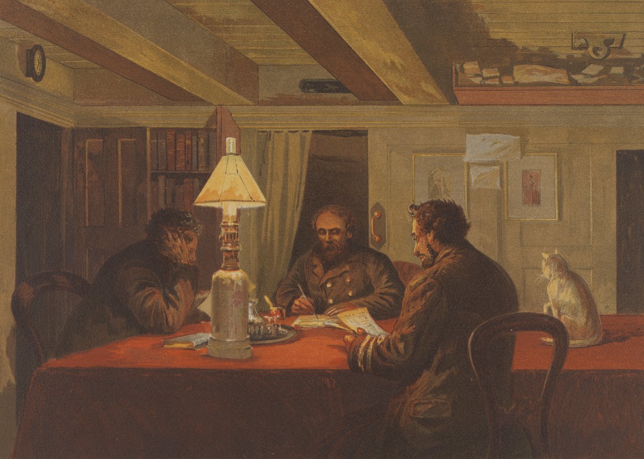 Esboços polares, quartos de inverno no interior do HMS "Alert", a sala de convívio de Edward Lawton Moss