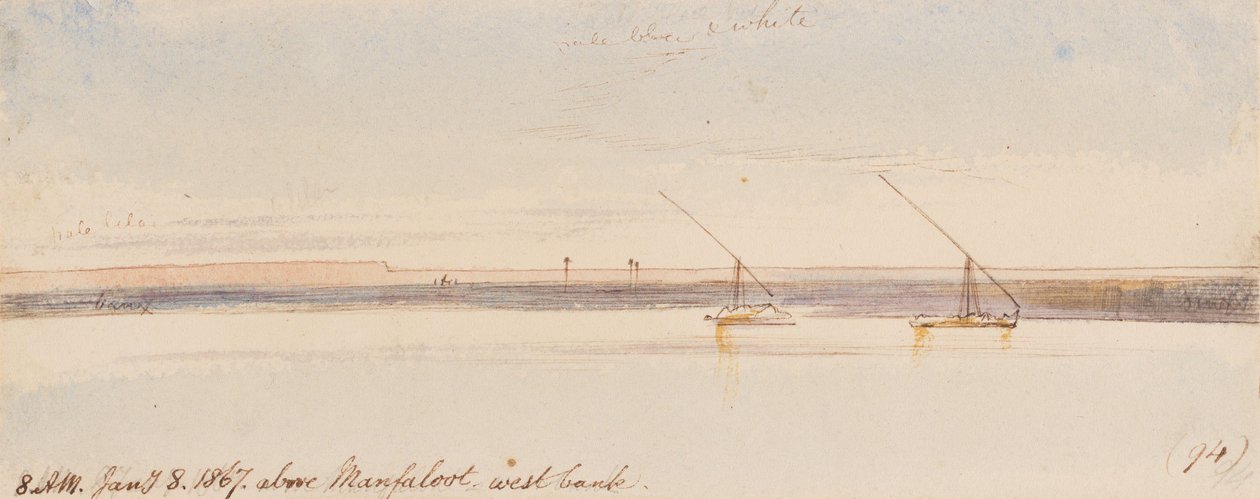 Acima de Manfaloot; 8h00, 8 de janeiro de 1867 (94) de Edward Lear
