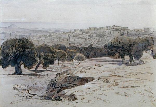 Belém - Sexta-feira Santa, 2 de Abril de 1858 (caneta, tinta e aguarela sobre papel) de Edward Lear