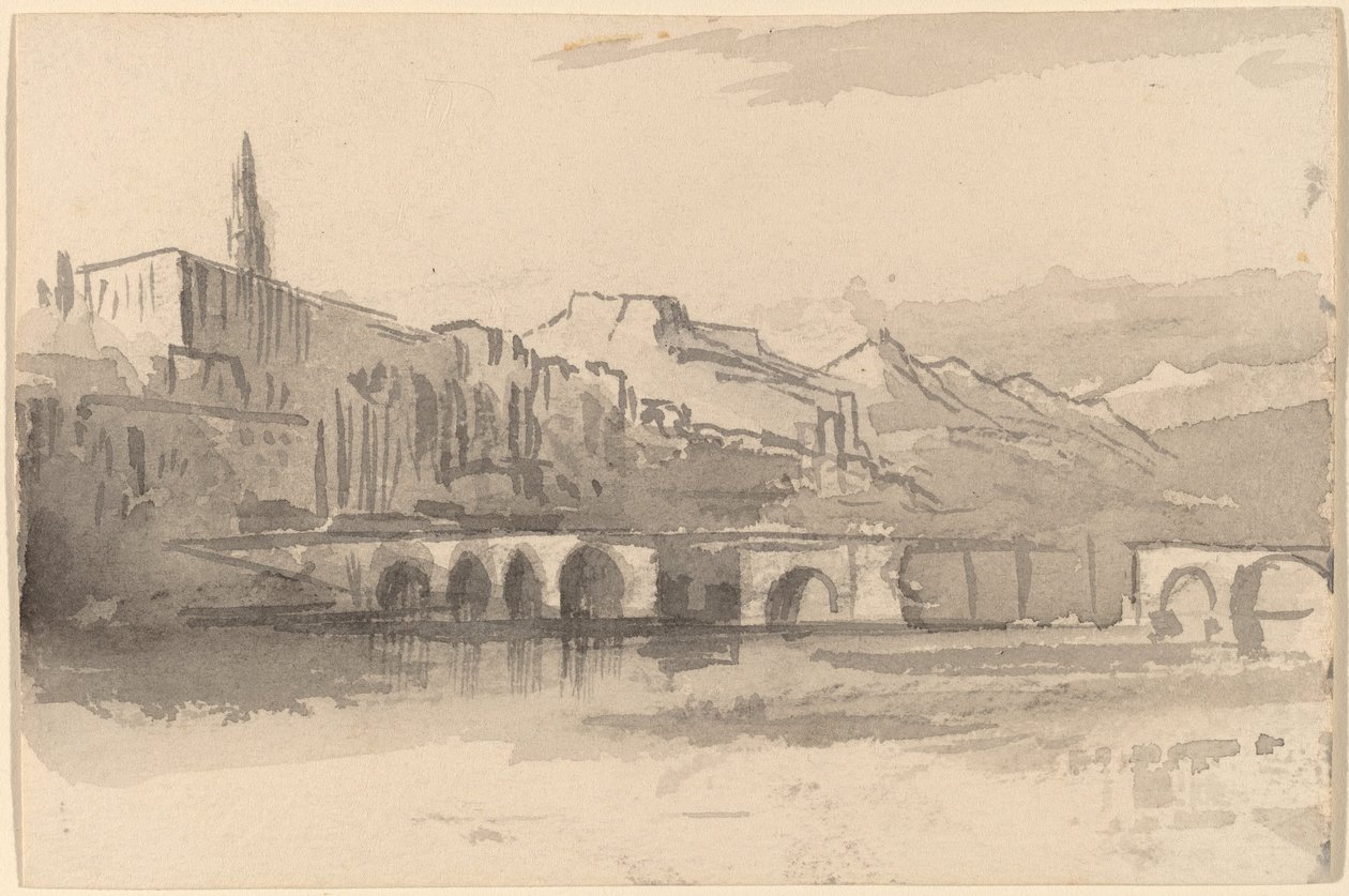 Ponte com Montanhas à Distância Ventimiglia, 18841885. de Edward Lear