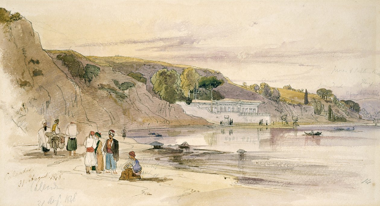 Calendário, 1848 (caneta e tinta e wc no papel) de Edward Lear