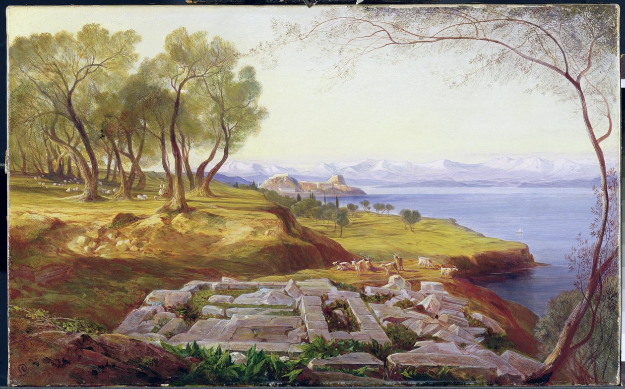Corfu de Ascensão, c.1856-64 (óleo sobre tela) de Edward Lear