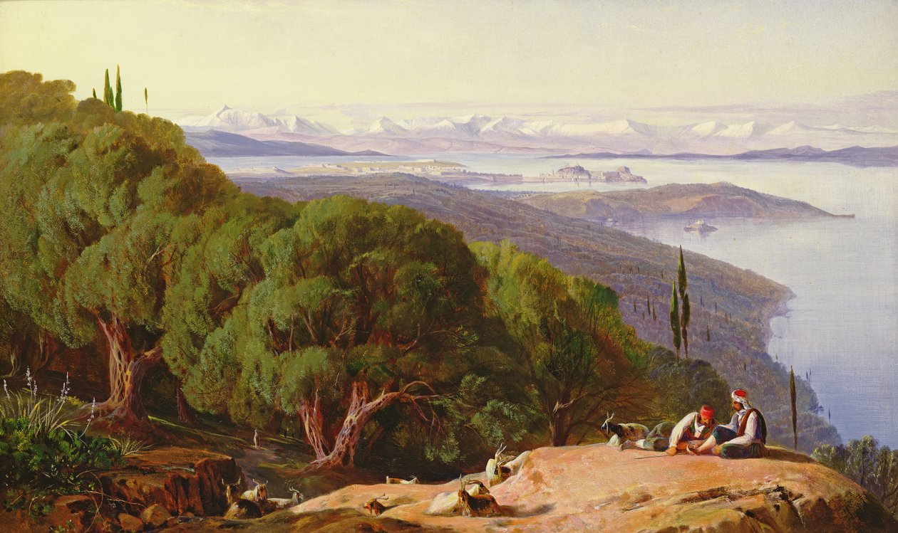 Corfu da colina de Gastouri, 1857-58 de Edward Lear