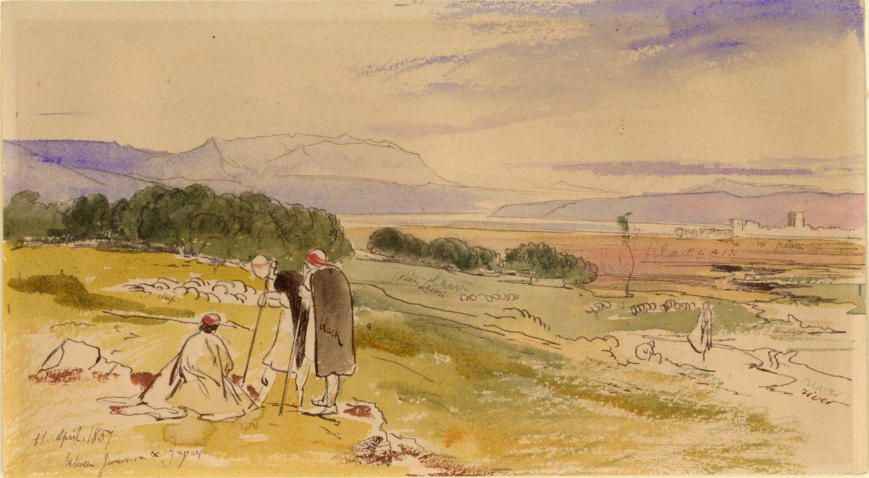 Vista distante de Janina (tinta, lápis e wc no papel) de Edward Lear