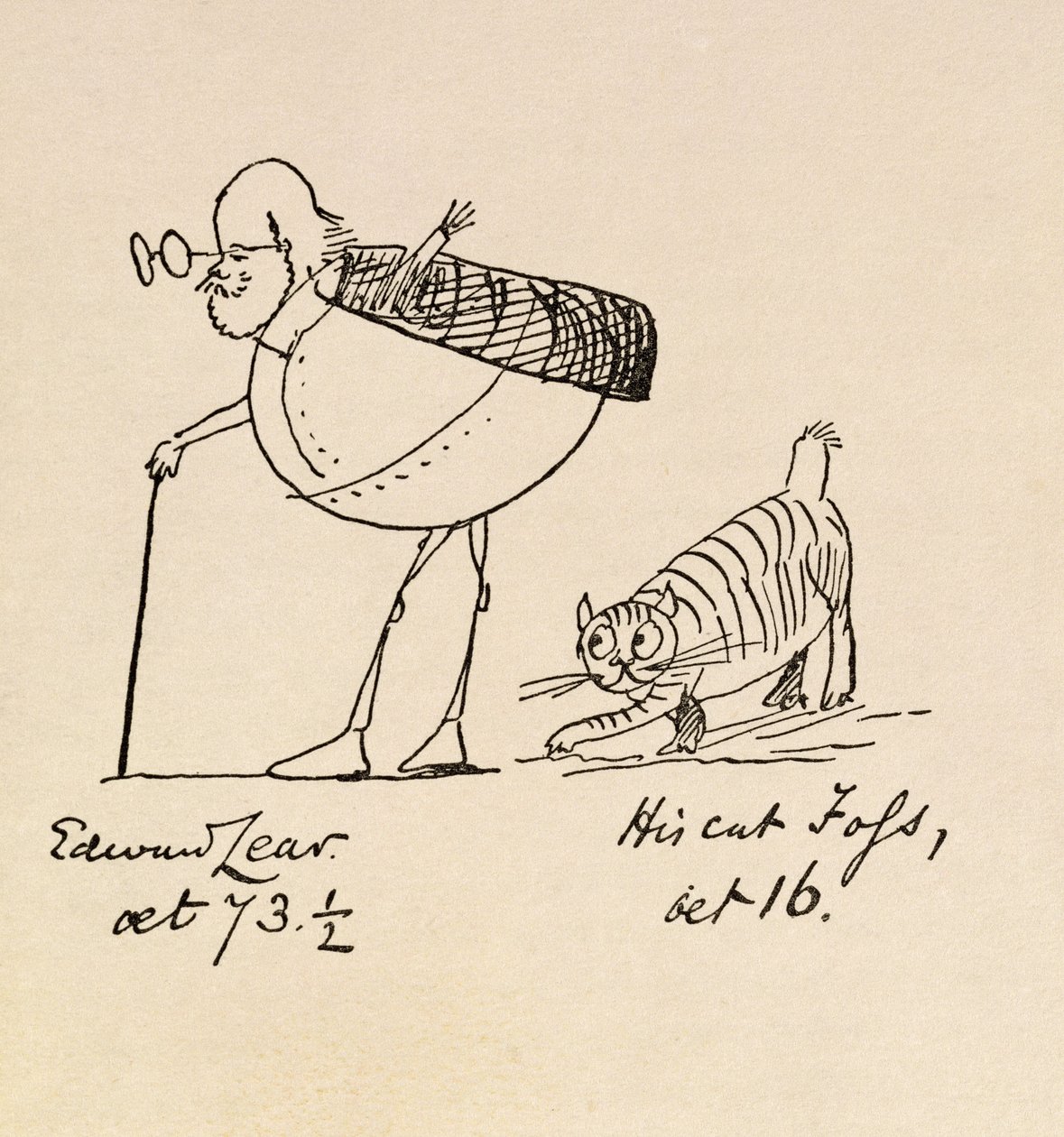Edward Lear envelheceu 73 e meio e seu gato Foss, 16 anos de Edward Lear