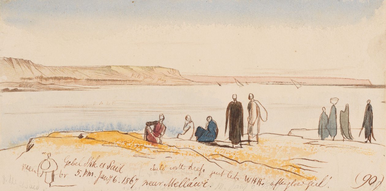 Gebel Shk. es Said, perto de Mellawi; 17h00, 6 de janeiro de 1867 (90) de Edward Lear