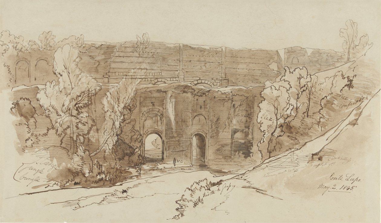Vista da Ponte Lupo (perto de Tivoli) de Edward Lear