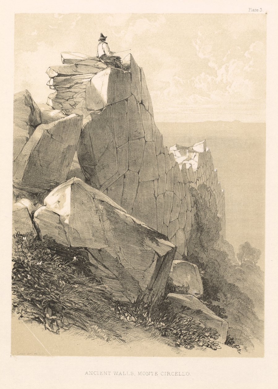 Excursão Ilustrada na Itália vol. II: Muralhas Antigas, Monte Circello, 1846. de Edward Lear