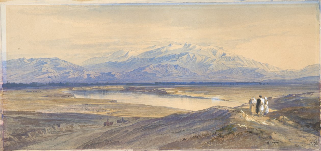 O Monte Olimpo visto de Larissa, na Tessália, Grécia de Edward Lear