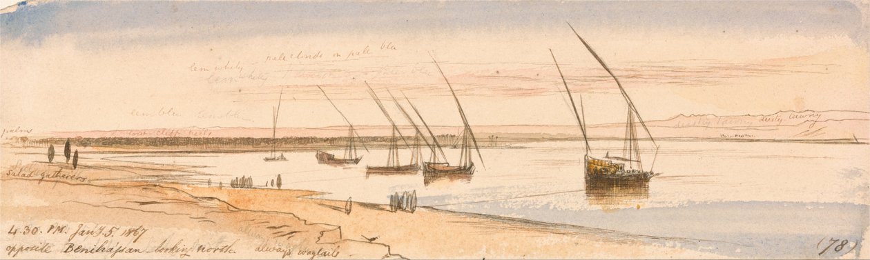 Em frente de Beni Hassan, olhando para norte de Edward Lear