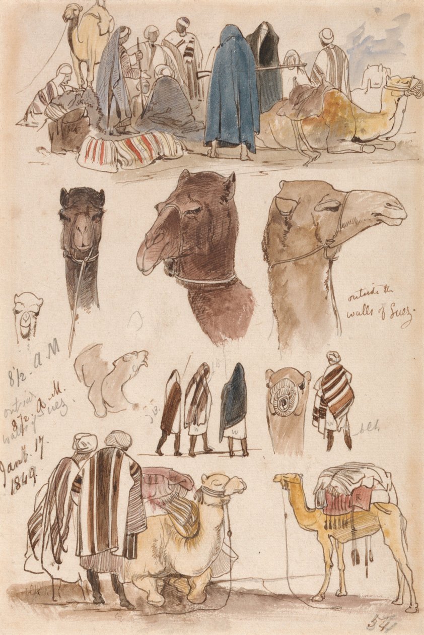 Fora das muralhas de Suez, 8h30, 17 de janeiro de 1849 (54) de Edward Lear