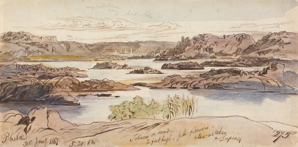 Philae, 5:20 pm, 30 de janeiro de 1867 (275) de Edward Lear