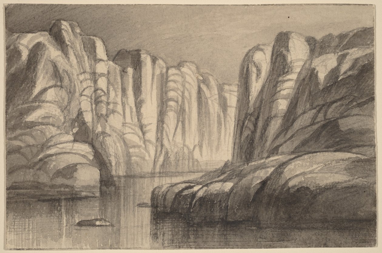 Rio que serpenteia por uma formação rochosa (Philae, Egito) de Edward Lear