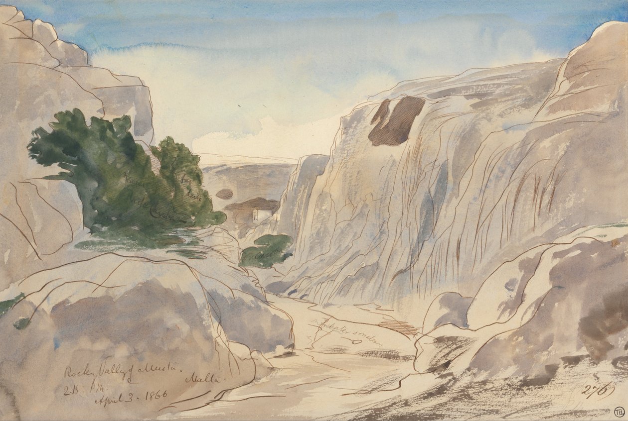 Vale Rochoso de Mosta, Malta, 14h15 (3 de abril de 1866) de Edward Lear