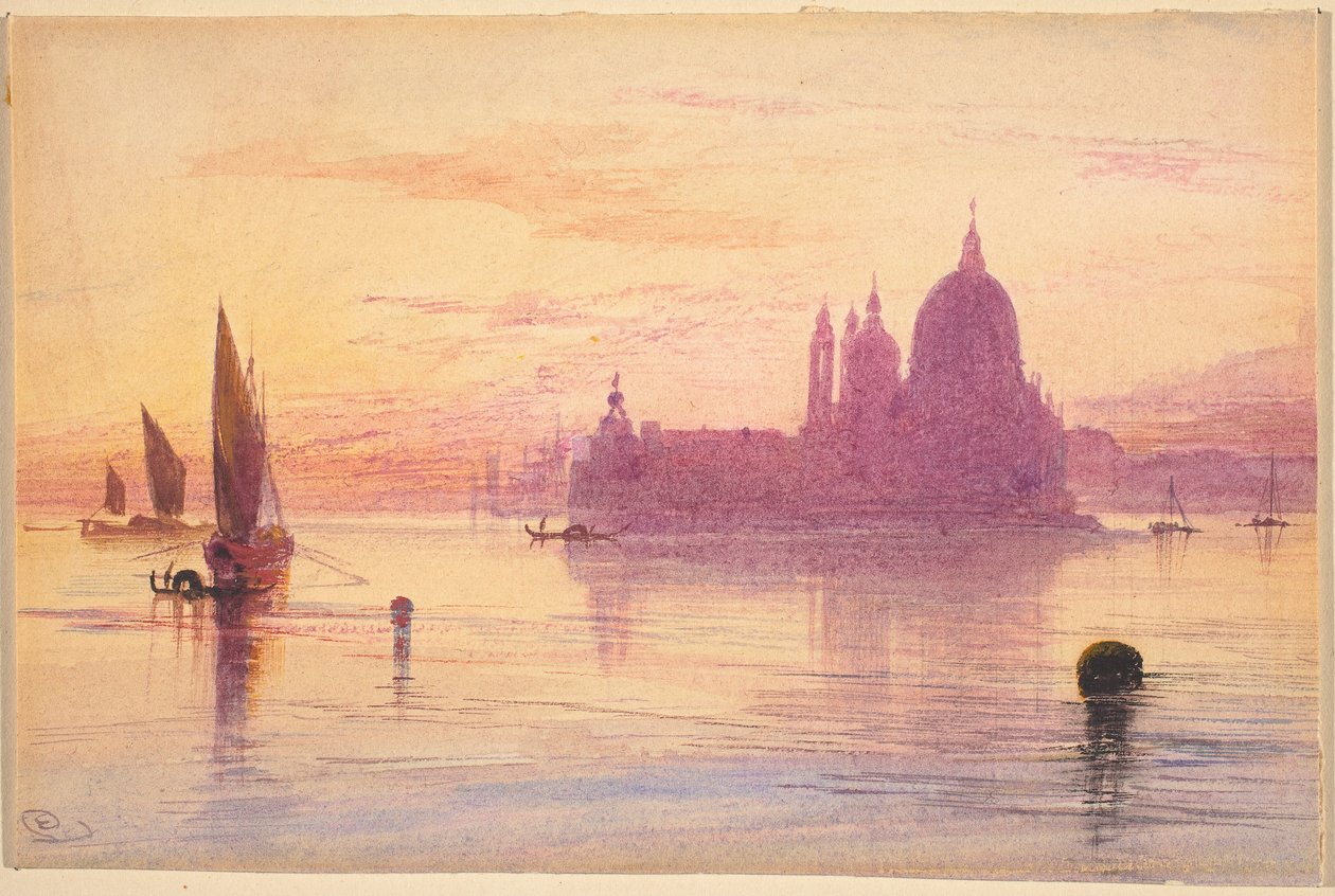 Santa Maria della Salute, Veneza, ao pôr-do-sol de Edward Lear