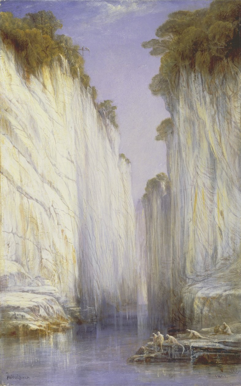 The Marble Rocks - Nerbudda Jubbolpore (óleo sobre tela) de Edward Lear