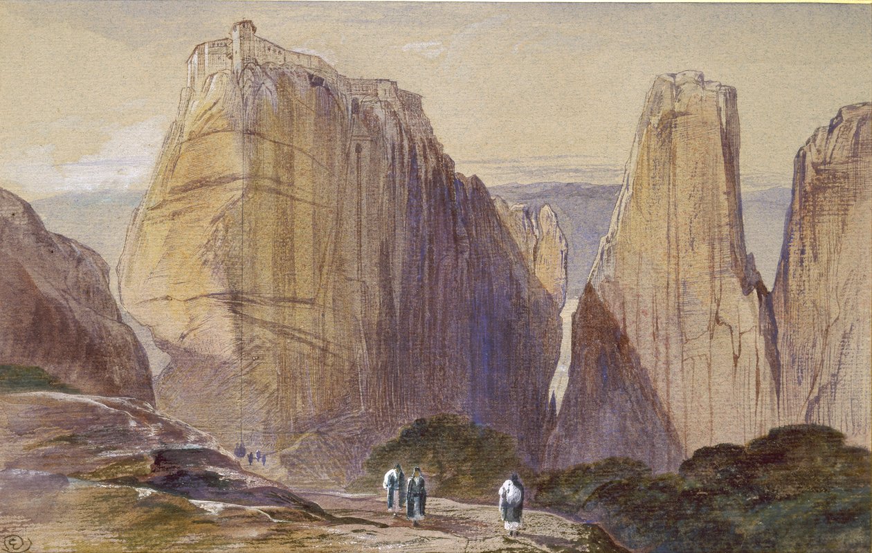 O Mosteiro de Meteora, século XIX de Edward Lear