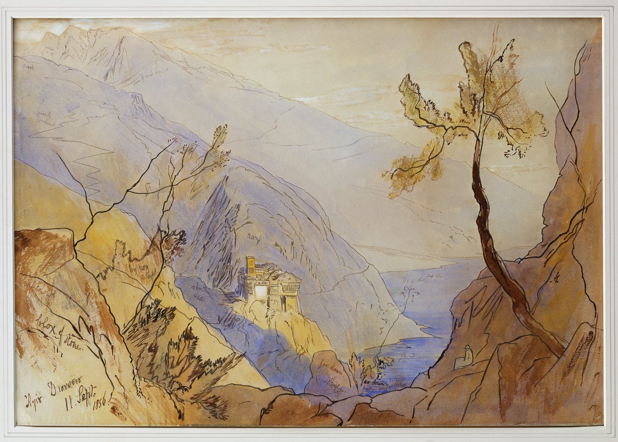 O Mosteiro de São Dionísio, Monte Athos, 11 de setembro de 1856 de Edward Lear