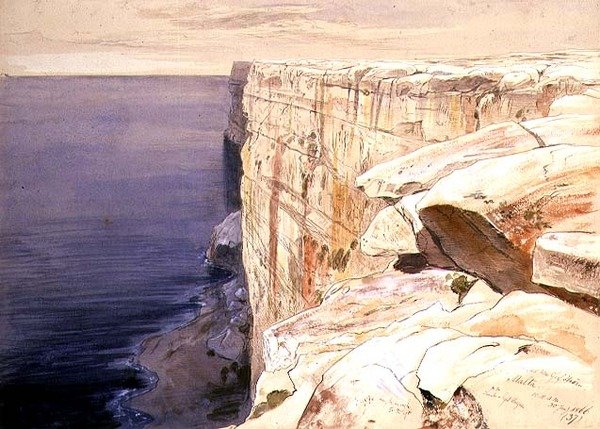 The Rocks perto de Garf Hasan, Malta de Edward Lear