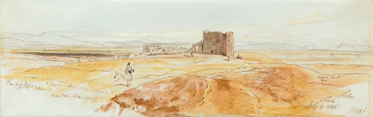 Duas vistas de Tebas de Edward Lear