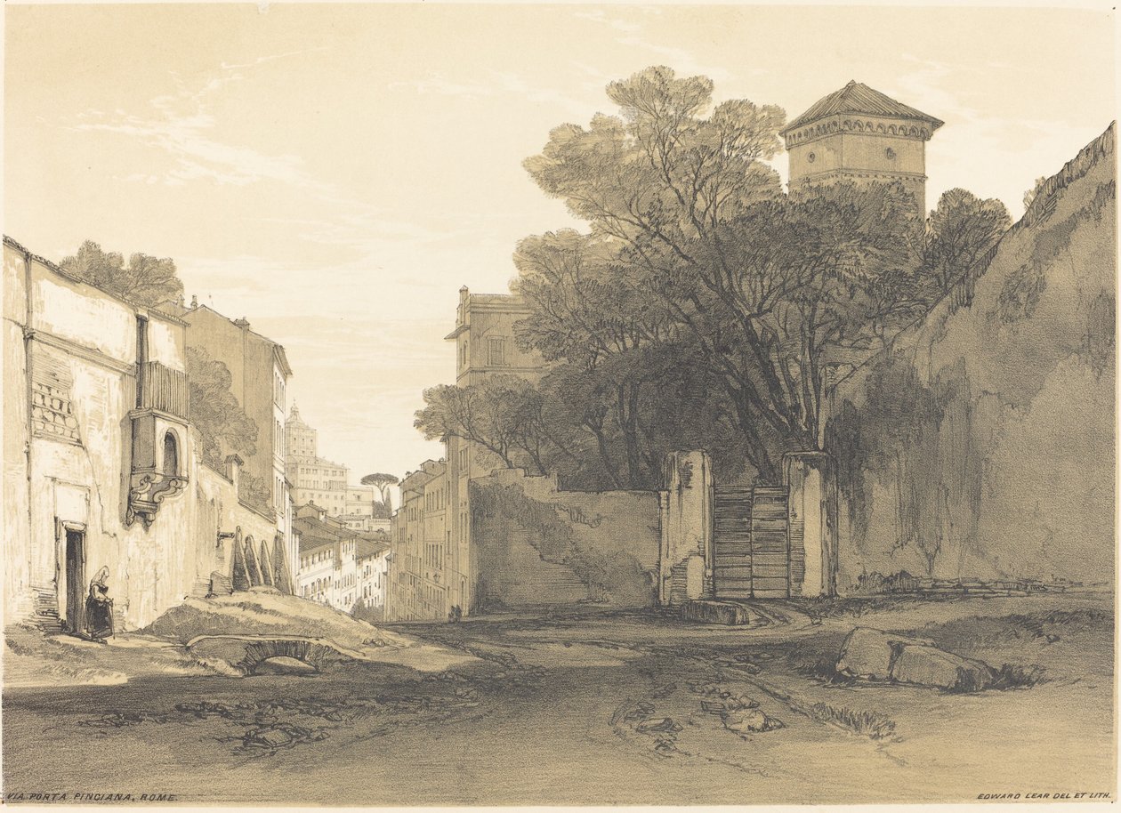 Via Porta Pinciana, Roma de Edward Lear