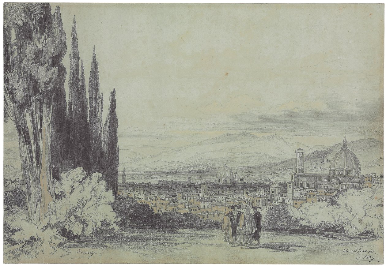 Vista de Florença com o Duomo à distância, 1839 de Edward Lear