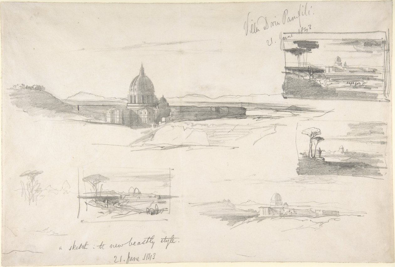 Vista da Basílica de São Pedro, em Roma de Edward Lear