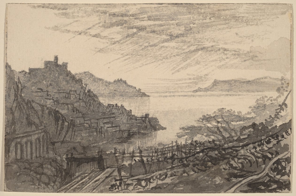 Vista de uma baía a partir de uma encosta (Amalfi) de Edward Lear