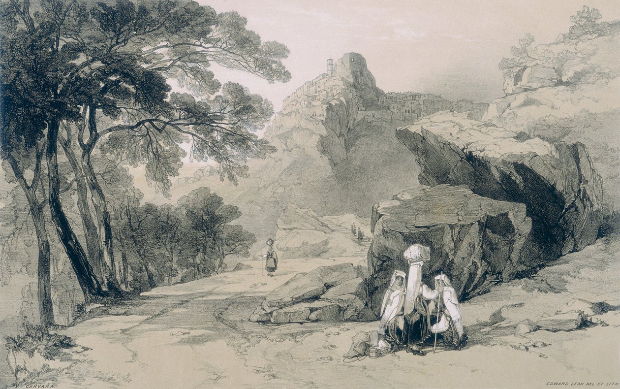 Vistas em Roma e seus arredores: Cervara no distrito de Subiaco de Edward Lear