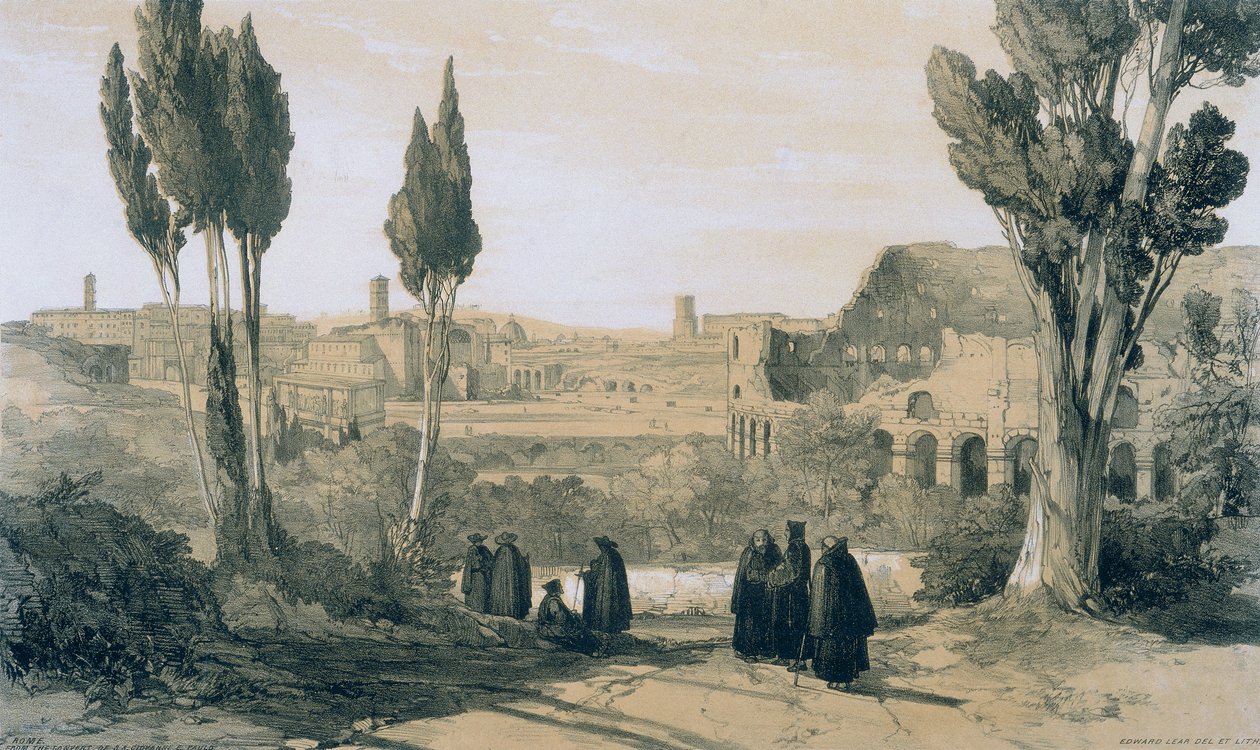 Vistas em Roma e seus arredores: Roma do Convento de Ss. Giovanni e Paolo de Edward Lear