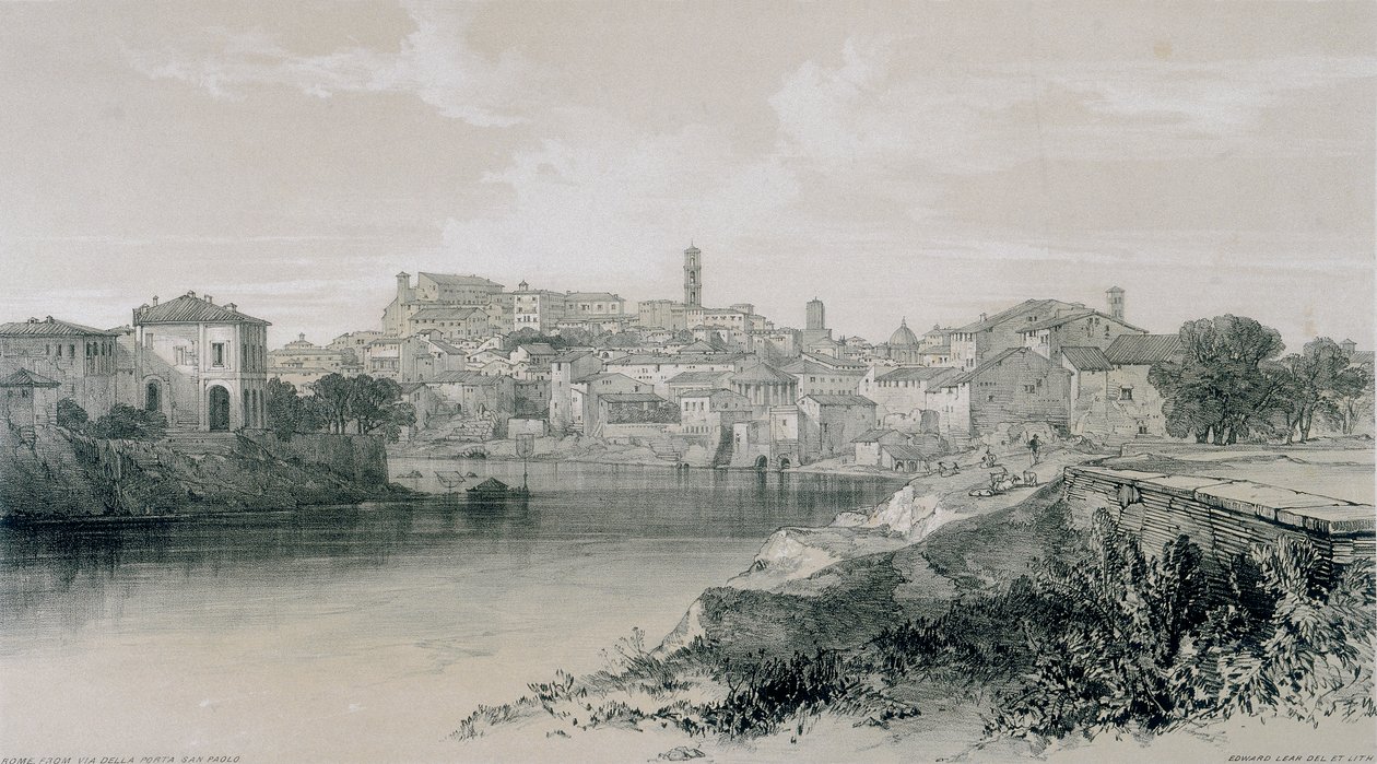Vistas em Roma e seus arredores: Roma da via Porta San Paolo de Edward Lear