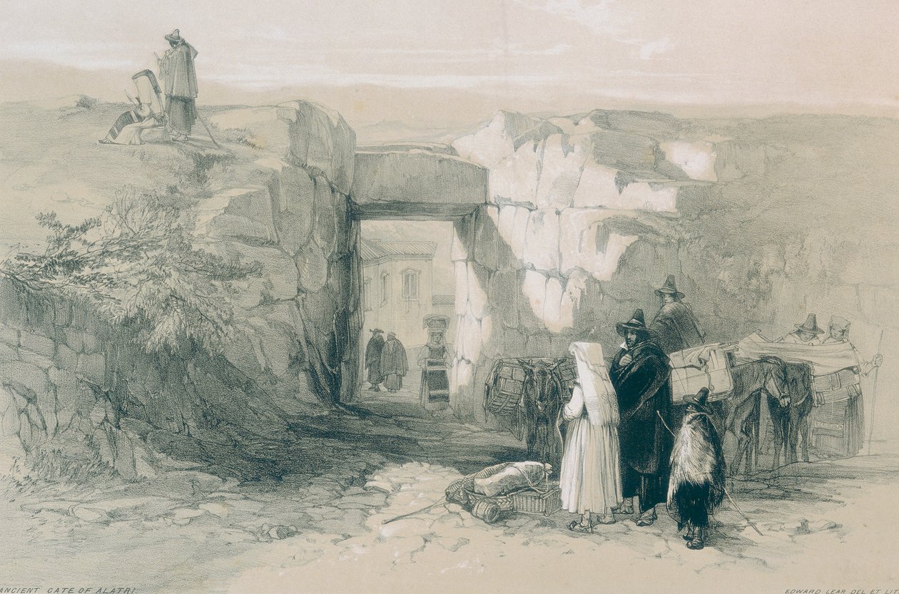Visões em Roma e seus arredores: O antigo portão ciclópico de Alatri de Edward Lear