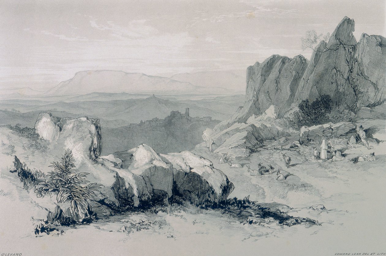 Vistas em Roma e arredores: vista de Olevano de Edward Lear