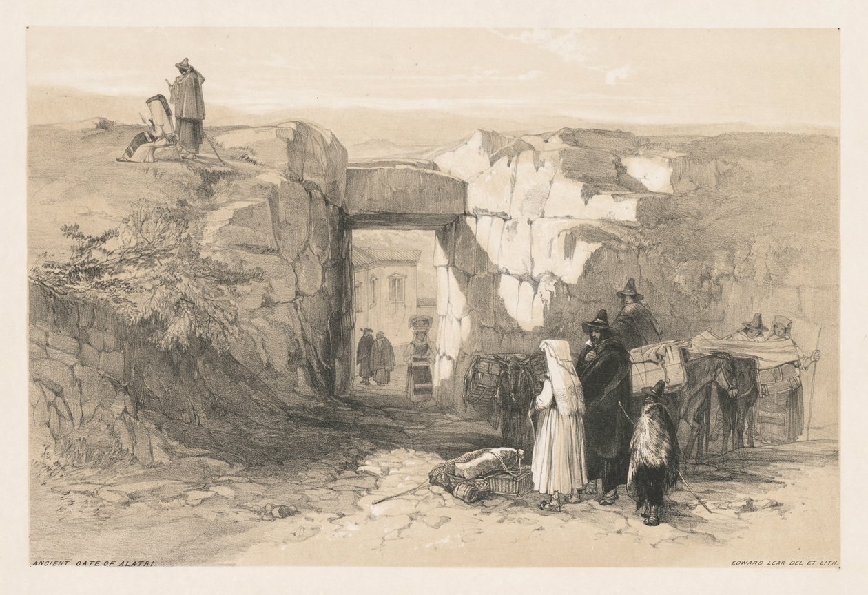 Vistas de Roma e seus arredores: antigo portão de Alatri de Edward Lear