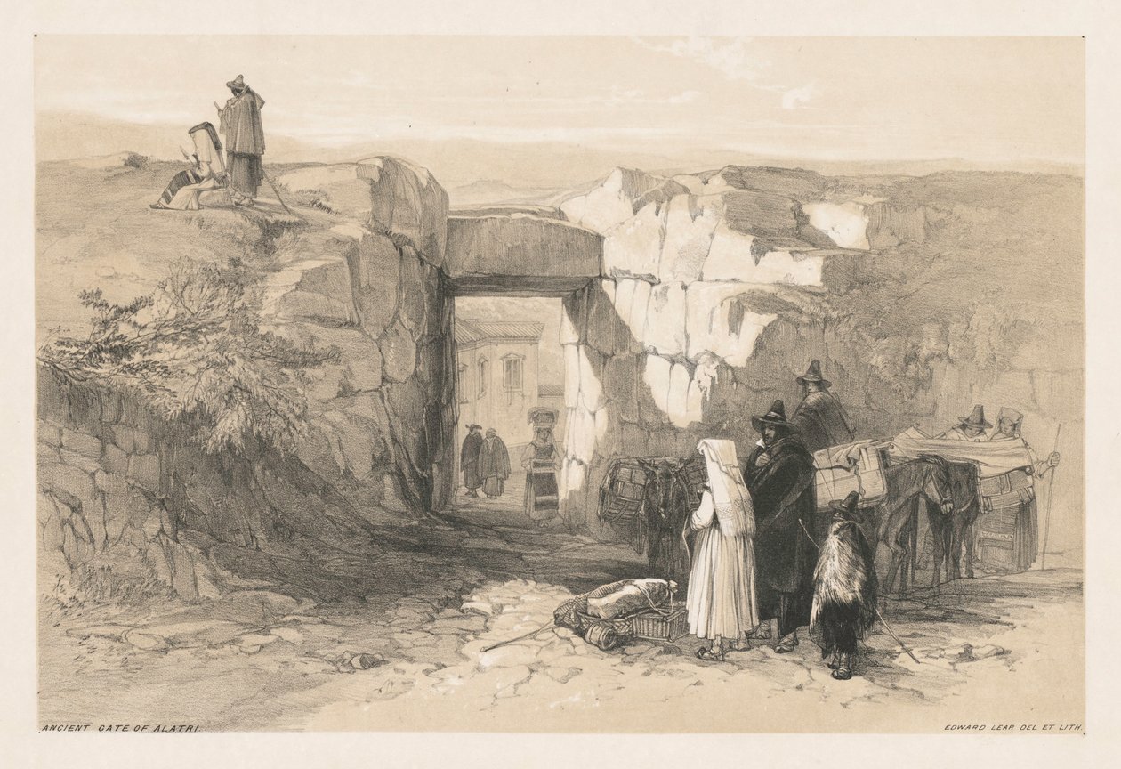 Vistas de Roma e seus arredores: Ancient Gate of Alatri, 1841. de Edward Lear