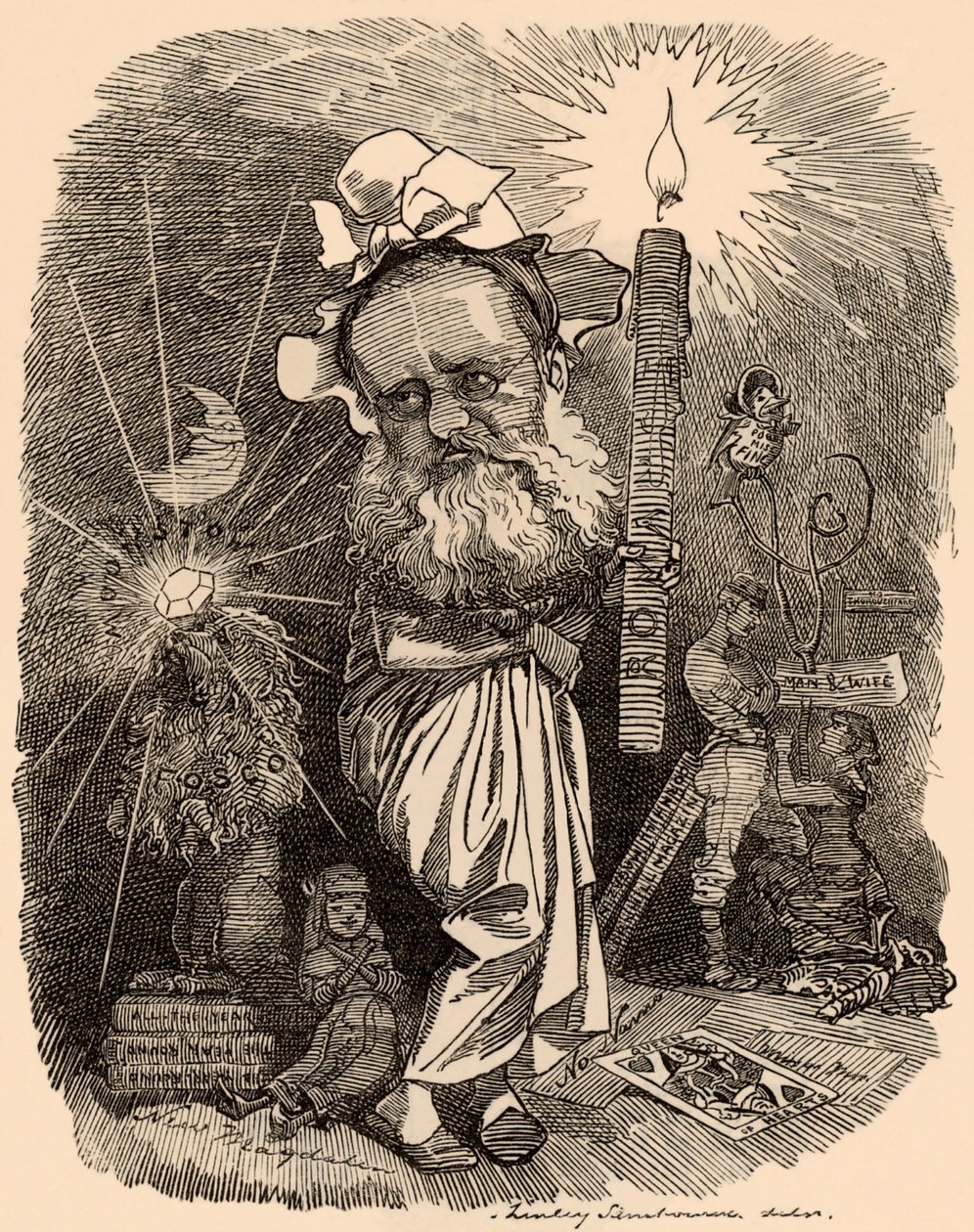 Desenho animado de Wilkie Collins (1824-1889) romancista de Edward Linley Sambourne