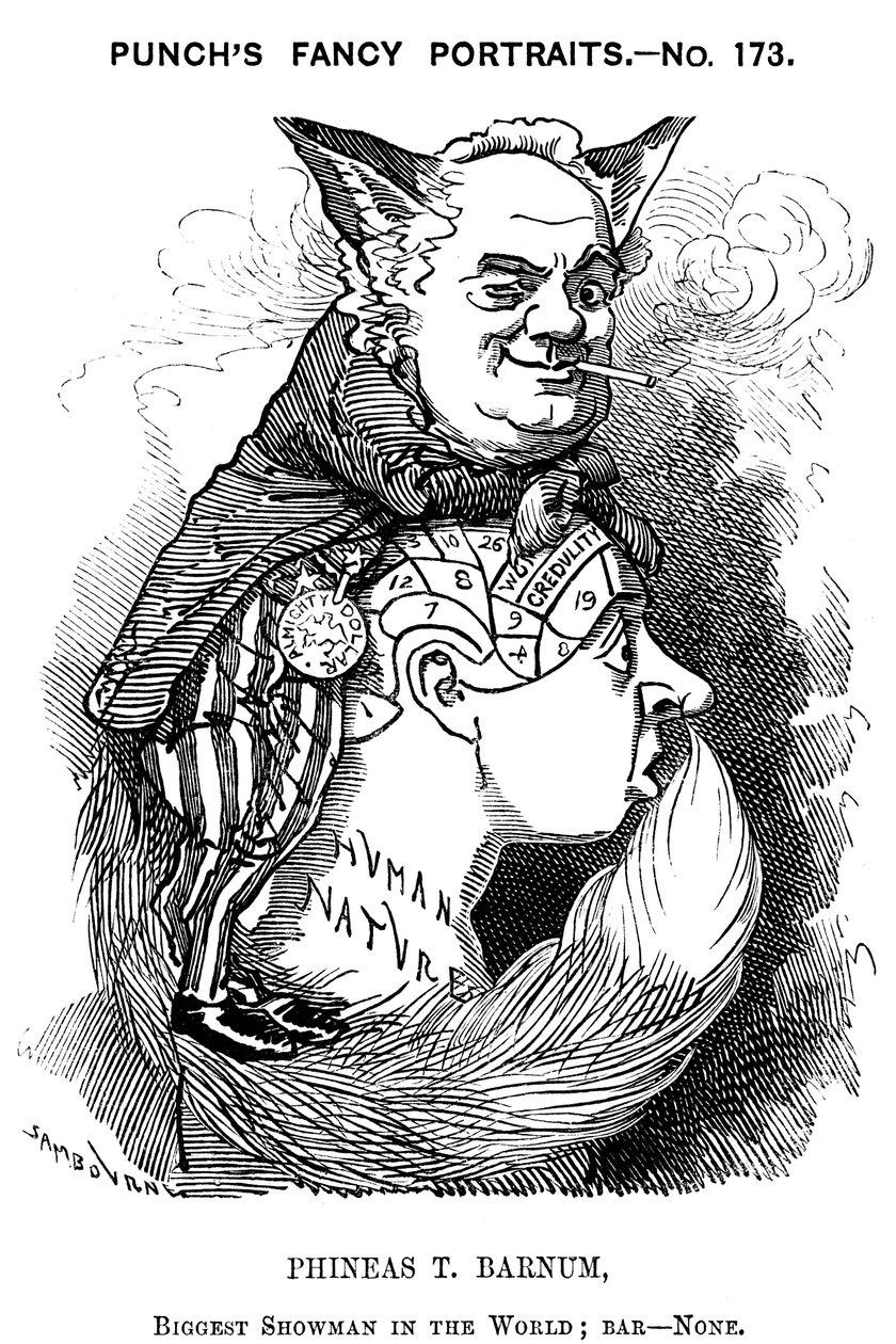 Phineas Taylor Barnum 1810-1891, artista americano, 1884 de Edward Linley Sambourne