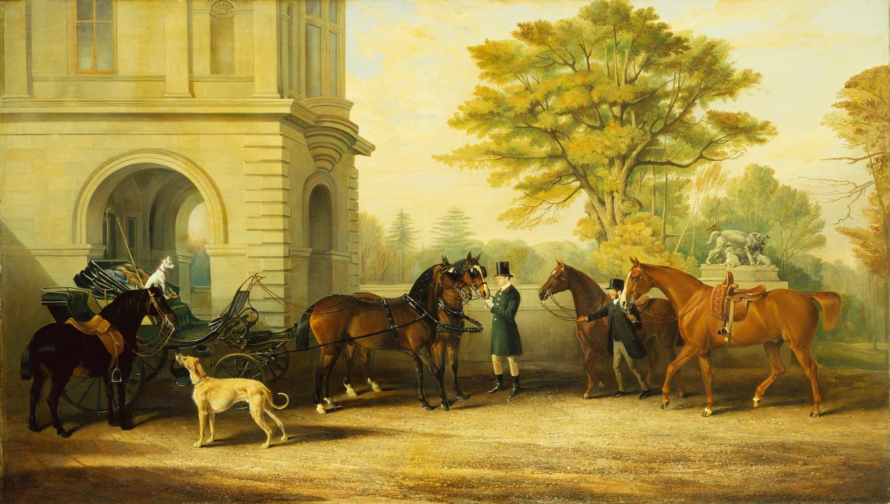 Faeton, pôneis, cavalos e cães favoritos de Lady Williams Wynns de Edward Lloyd