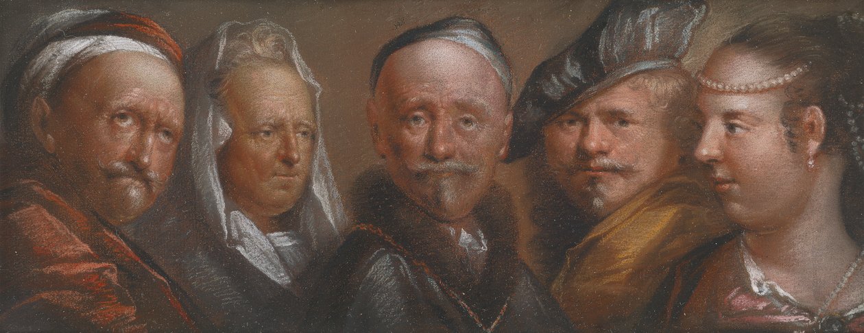 Estudos de cinco cabeças depois de Rembrandt de Edward Luttrell