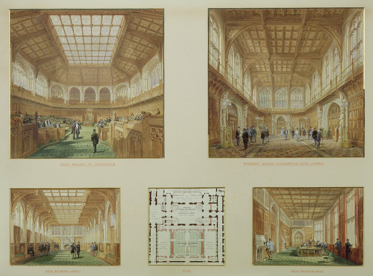 Nova Casa dos Comuns, Palácio de Westminster, 1868 de Edward M. Barry