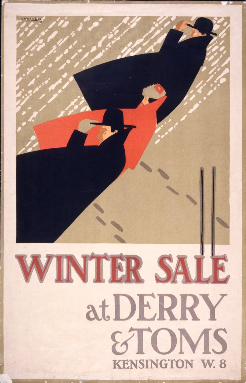 Anúncio de um saldos de inverno na "Derry  Toms de Edward McKnight Kauffer