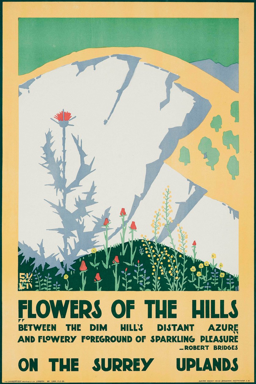 Flores das colinas, nas terras altas de Surrey de Edward McKnight Kauffer