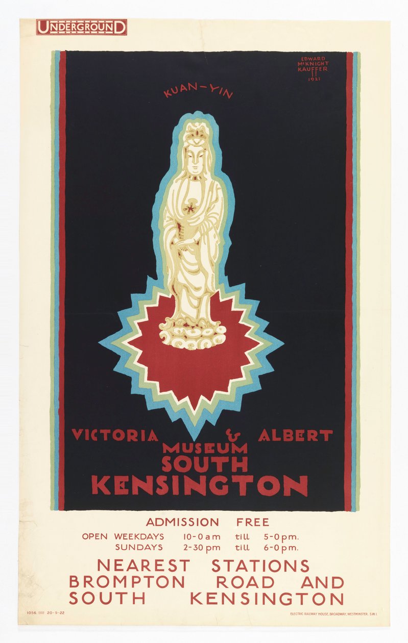 Cartaz, Victoria e Albert Musuem, para o London Underground, 1921 de Edward McKnight Kauffer