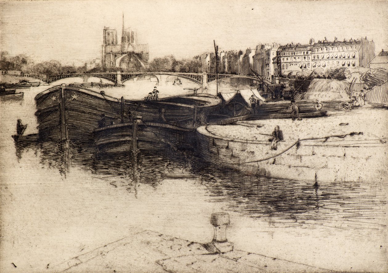 Vista de Notre Dame from the Seine (gravura) de Edward Millington Synge