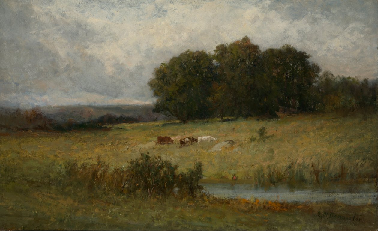 Cena brilhante de gado perto de Stream. de Edward Mitchell Bannister